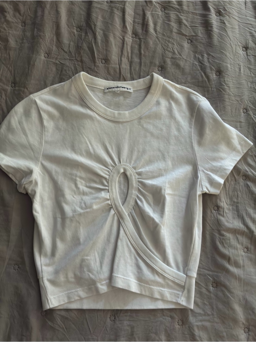 Alexander Wang White Twist-Keyhole Crop Top